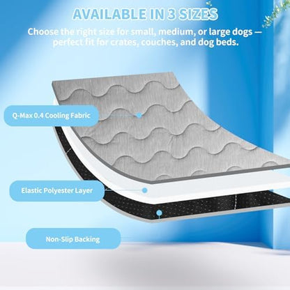 Dog Cooling Mat Q-Max>0.4 47.2" *29.6" Self Cool Pad for Dogs and Cats with Anti-Slip Bottom, Washable Portable Pet Sleeping Pad for Summer，X-Larger Size
