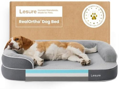 LE SURE RealOrtho™ 3-Layer Orthopedic Dog Beds Large Sized Dog,35" Grey