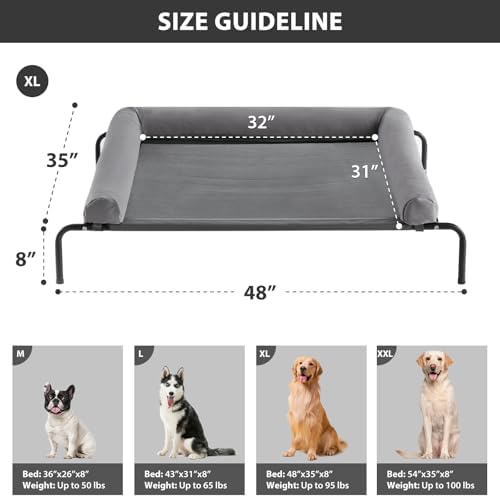 RRPETHOME Large Elevated Cooling Cot, Portable Outdoor Raised Dog Bed
