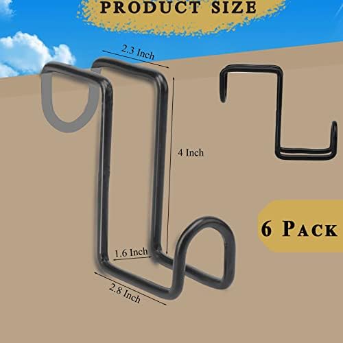 6pcs 4 Inch Tack Hook, Heavy Duty Metal Over Rail Tack Hook for Hanging Horse Bridles,Buckets(Black)