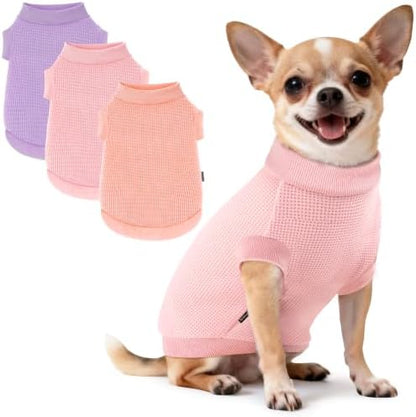 3 Pack Dog Shirt for Small Supplies Functional Waffle Dog Clothes Warm Soft Sweatshirt Outfit for Dogs Cats Pet Apparel