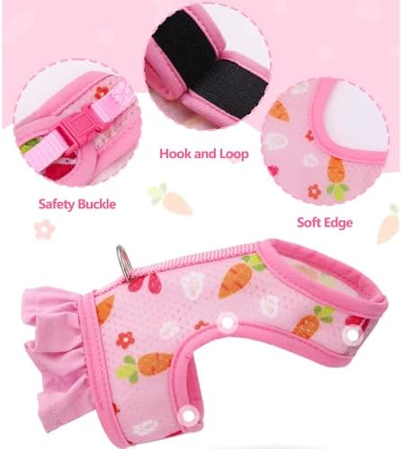 Guinea Pig Harness and Leash, Bunny Rabbit Harnesses Ferret Clothes, Pink L
