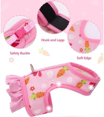 Guinea Pig Harness and Leash, Bunny Rabbit Harnesses Ferret Clothes, Pink L