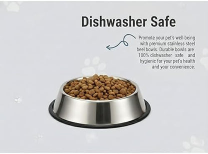 Loving Pets Stainless Steel Non-Tip Dog Bowl – Heavy Duty No Spill Dog Bowl with Removable Rubber Base – Durable, Non-Skid Stainless Steel Dog Food Bowl & Dog Water