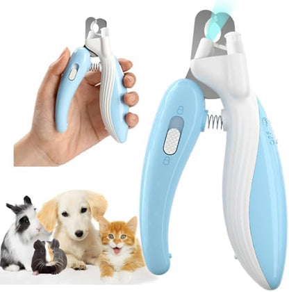Cat Dog Pet Nail Clippers with Light, Llluminates Cat Dog Nails Or Bloodline, Safety Pet Nail Clipper for Dogs, Cats, Rabbits, Sharp, No Nail Splitting(Blue)