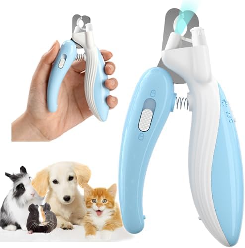 Cat Dog Pet Nail Clippers with Light, Llluminates Cat Dog Nails Or Bloodline, Safety Pet Nail Clipper for Dogs, Cats, Rabbits, Sharp, No Nail Splitting(Blue)