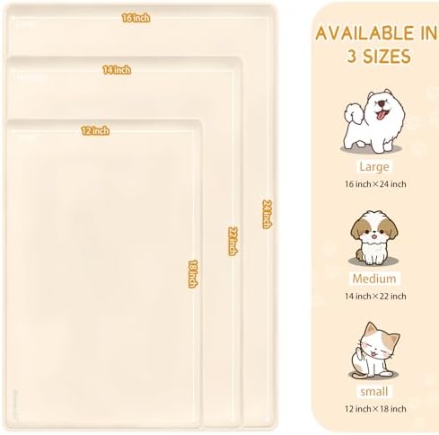MateeyLife Silicone Cat & Dog Food Mat for Floors Waterproof, Anti-Slip Dog Bowl Mats for Food and Water, Pet Feeding Mats with Lip to Prevent Spills, Pet Placemat for Messy Drinkers to Protect Floors