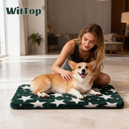 Dog Crate Pad Washable Cat Dog Pet Bed for Crate kennel Small Mat 24inGreen