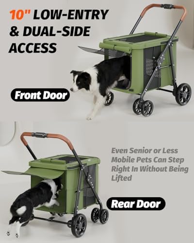 Dog Stroller for Large & Medium Dogs Up to 80 Lbs, Military Green