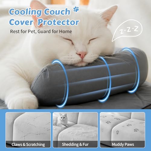 Cooling Dog Bed Mats with Neck & Head Support, 31.5 x 23.62 inch Grey