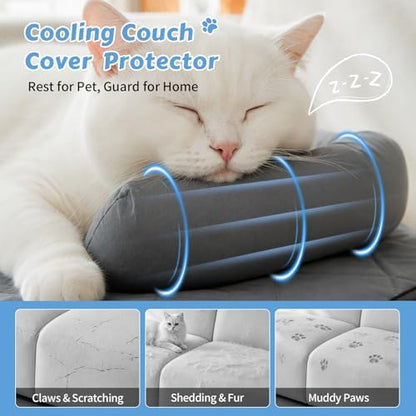 Cooling Dog Bed Mats with Neck & Head Support, 31.5 x 23.62 inch Grey