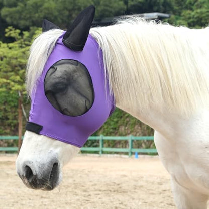 Stretchy Horse Fly Mask with Ears, Large Eye Space Violet Full