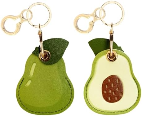 BORKUANA PU Leather Keychain Holder Protective Case Compatible with AirTag