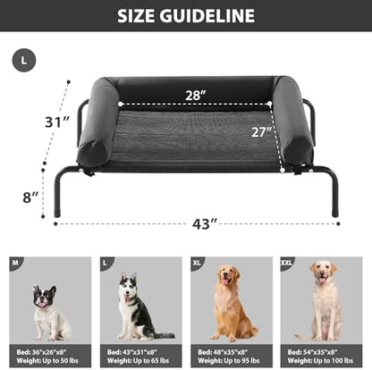 RRPETHOME Elevated Cooling Dog Cot Bed, Large Raised Outdoor Dog Bed