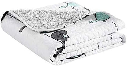 Lush Decor Rowley Birds Reversible Throw Blanket, 50" W x 60" L, Blue & Gray - Throw Blankets for Bed - Couch Blanket - Farmhouse Throw Blanket for Couch