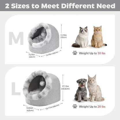 Avont Cat Bed Cave for Indoor Cats, Semi-Enclosed with Washable Cushion
