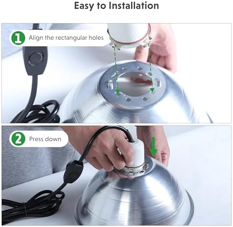 Simple Deluxe Clamp Lamp Light with 10.5 Inch Adjustable Aluminum Reflector and 6 Feet Cord, up to 250W E26 Socket (no Bulb Included), 2-Pack