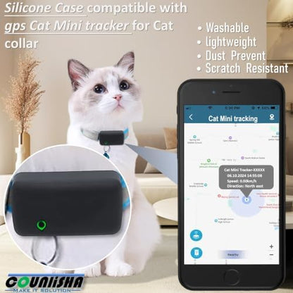Silicone Holder for Tractive Cat Mini Tracker for pet Collar, Black,2 Packs