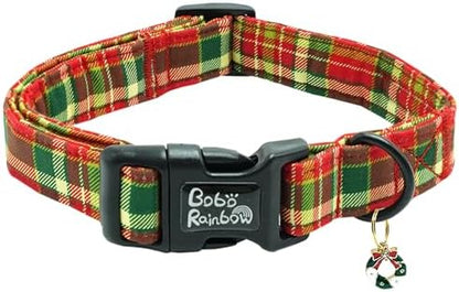 Dog Collars - Red Plaid Print, Soft, Adjustable, Gift Collar for Large Dogs