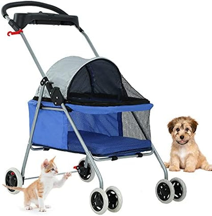 BestPet Foldable Pet Stroller for Small/Medium Dogs and Cats Up to 33 lbs