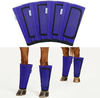 Fly Boots for Horses Set of 4, Equine Loose Fitting Leggings (Royal Blue)