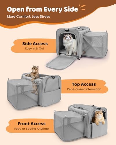 MIDOG Soft Cat Carrier Airline Approved, Expandable for Cats Up to 15lbs