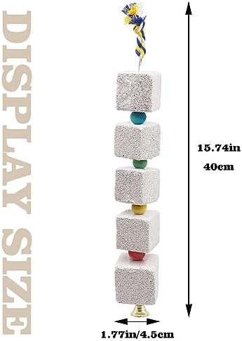 2 Pack Large Bird Chewing Toy, Parrot Beak Grinding Calcium Stone with Bells, Bird Cage Accessories, Cage Toys for Cockatiel Parakeet Parrot Budgies Rat Hamster Chinchilla Rabbit Bunny African Grey