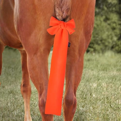 Harrison Howard Stretchy Horse Tail Guard - Breathable, Slip On Design, Protects Tail - 2 Strand Closure Straps - 22" L - Orange