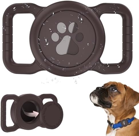 SANKALA Waterproof Airtag Dog Collar Holder, Coffee, 1 Pack