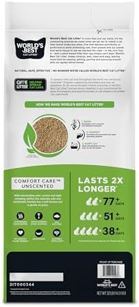 World's Best Cat Litter Comfort Care, Unscented, Odor Control, 32 lb Bag