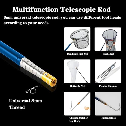 22" 64" Snake Hook Reptile Catcher Stick Tongs Rattlesnakes Grabber Pick-up Handling Tool Kit for Catching Controlling or Moving Python Copperhead (Small Snake Hook - Blue)