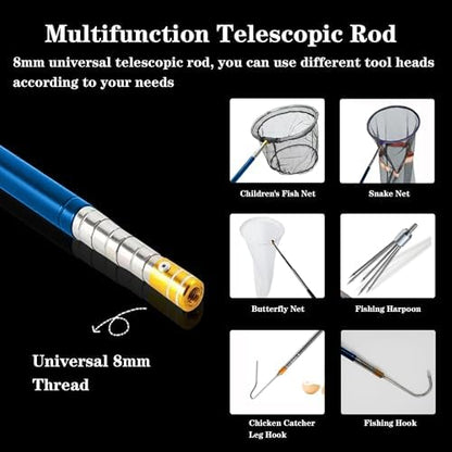 22" 64" Snake Hook Reptile Catcher Stick Tongs Rattlesnakes Grabber Pick-up Handling Tool Kit for Catching Controlling or Moving Python Copperhead (Small Snake Hook - Blue)