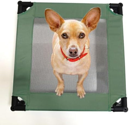Pozico Elevated Pet Bed with Breathable Mesh for Small Cat and Dog, Raised Cooling Pet Cot for Puppy and Kitty, 18.9x18.9 inch (Olive Green)