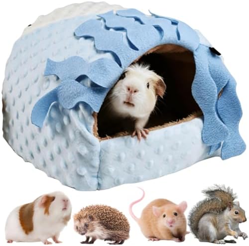 Small Pet Hideout No Bottom Guinea Pig Rabbit Cave Toilet Cover (Blue,Medium)