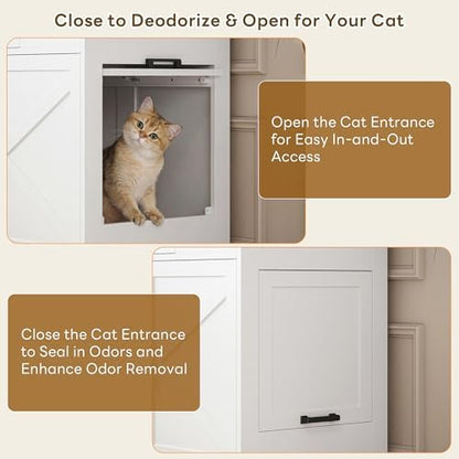 LIKIMIO 31.5" Cat Litter Box Enclosure with LED Odor Control