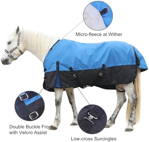 1200D Horse Blanket, 0g No-Fill Waterproof Turnout Rain Sheet