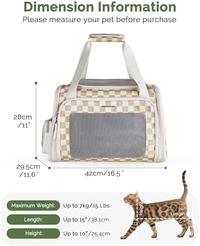 Homespon 34.5L Soft-Sided Cat Dog Carrier, Airline Approved Pet Bag