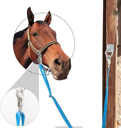 4PCS Cross Ties,Heavy Duty Adjustable Nylon Cross Ties for Horse Horse Trailer Tie with Panic Snap and Bull Snap,Adjustable Length from 44.5-78.5 Inch,Blue