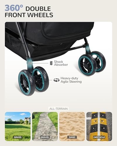 Dog Stroller for Large & Medium Dogs (20–132 lbs), for 2 Small Dogs