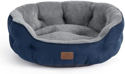 Bedsure Small Dog Bed Washable,Round Cat Beds for Indoor Cats,20in Navy