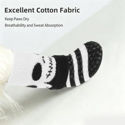 PUPTECK Anti-Slip Dog Socks with Double Sides Grips for Small Medium Large Dogs Hardwood Floors Prevents Licking, Dog Shoes for Hot Pavement Traction Control for Senior Dogs, Halloween Black S