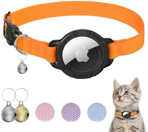 AirTag Cat Collars, Stretchy Collar with AirTag Holder and Bell