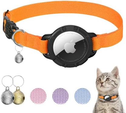 AirTag Cat Collars, Stretchy Collar with AirTag Holder and Bell
