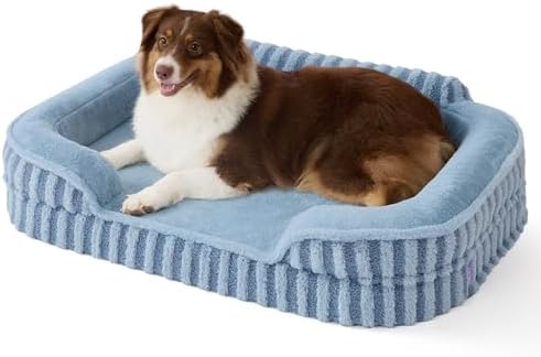 LE SURE Cute Cozy High Back Orthopedic Dog Beds Large Sized Dog,35" Blue