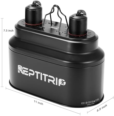REPTITRIP Dual Reptile Lamp Fixture with 100W Daytime Heat & 100W Nighttime Infrared Heat Bulbs, 2 Independent Switches, Reptile Heat Lamp Combo Pack - No UVB