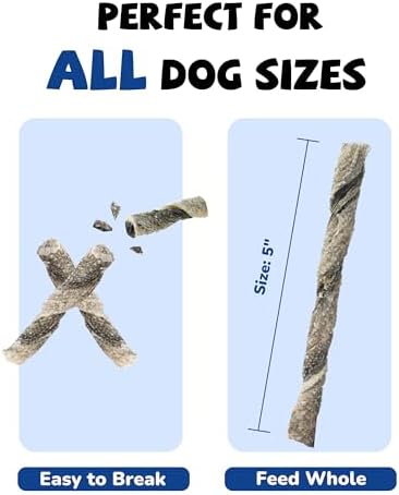 PAWUP Cod Skin Rolls Dog Treats Natural High Omega 3 Dog Snacks, Single Ingredient Cod Skin Chews for Small Dogs w/Taurine, 16 oz