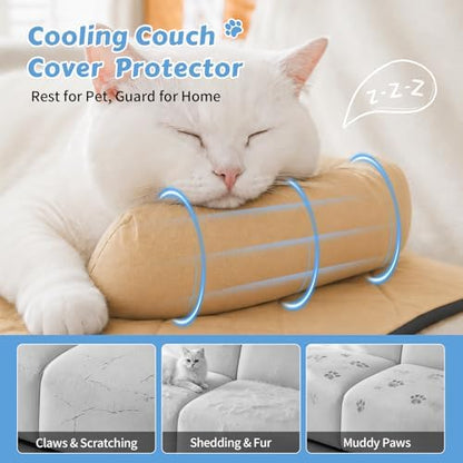 Cooling Dog Bed Mats with Neck & Head Support, 31.5 x 23.62 inch Khaki