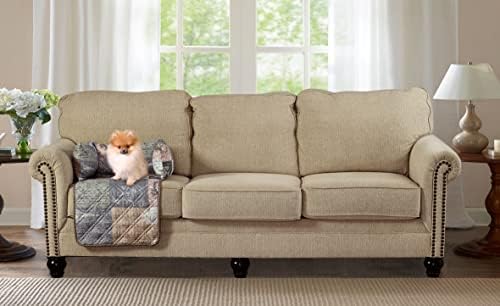 Brilliant Sunshine Latte Grey Paris & Toile Dog Sofa Slipcover, Small