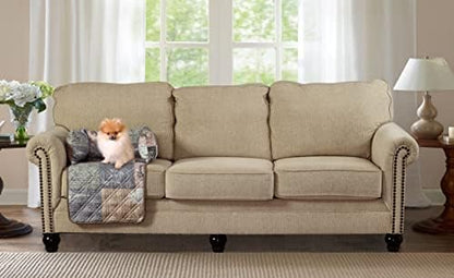 Brilliant Sunshine Latte Grey Paris & Toile Dog Sofa Slipcover, Small