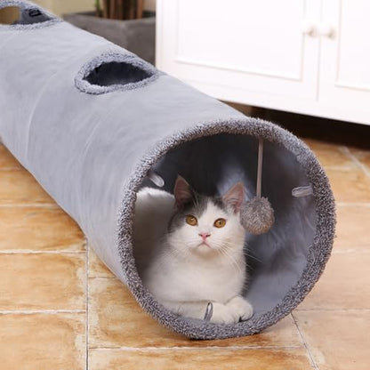 PAWZ Road Cat Tunnel 51 Inches Long Cat Toys Collapsible Tunnel 12”Diameter